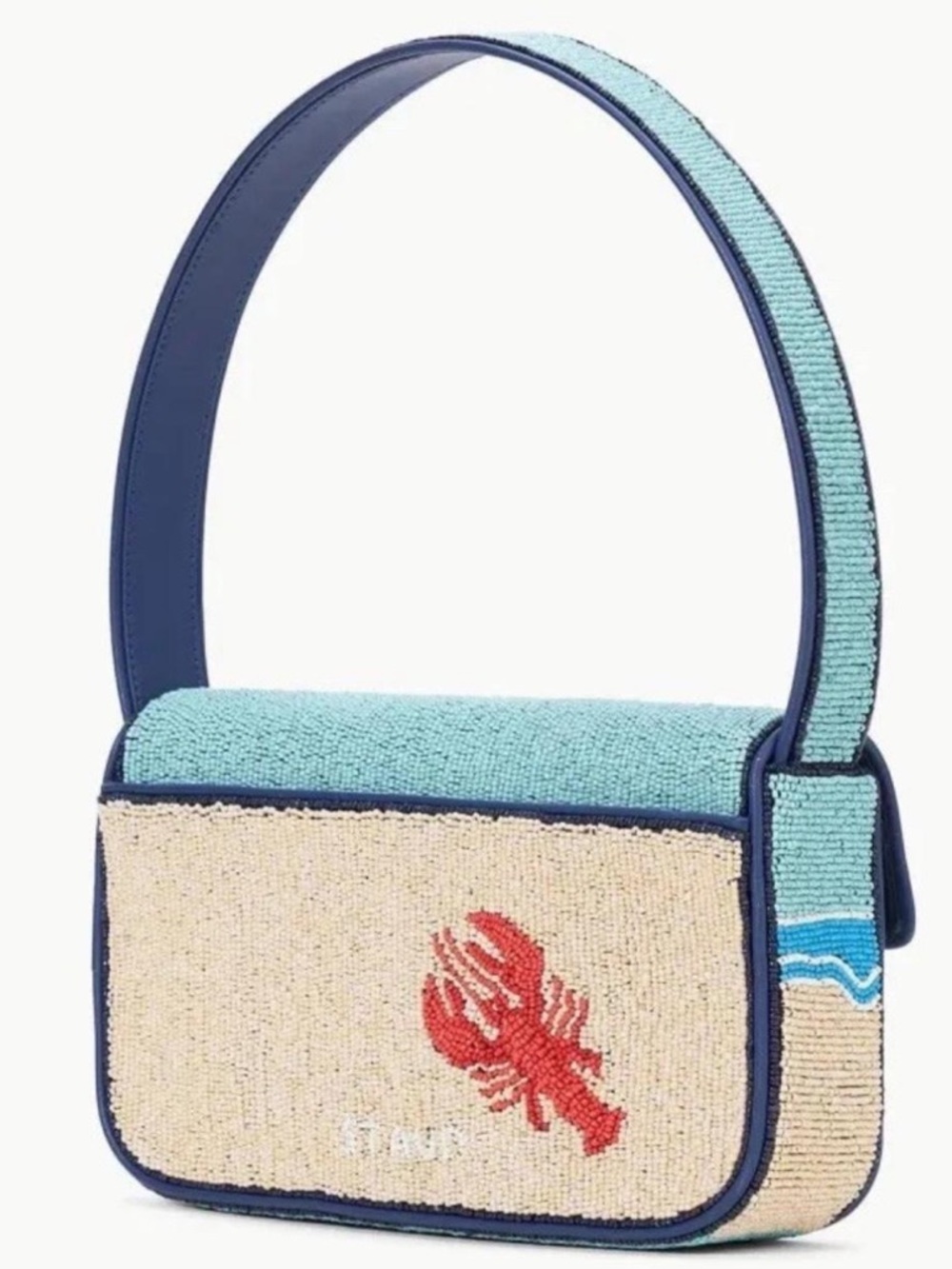 STAUD Tommy Under My Umbrella Beach Lobster Beaded Shoulder Bag NWT - Picture 2 of 3